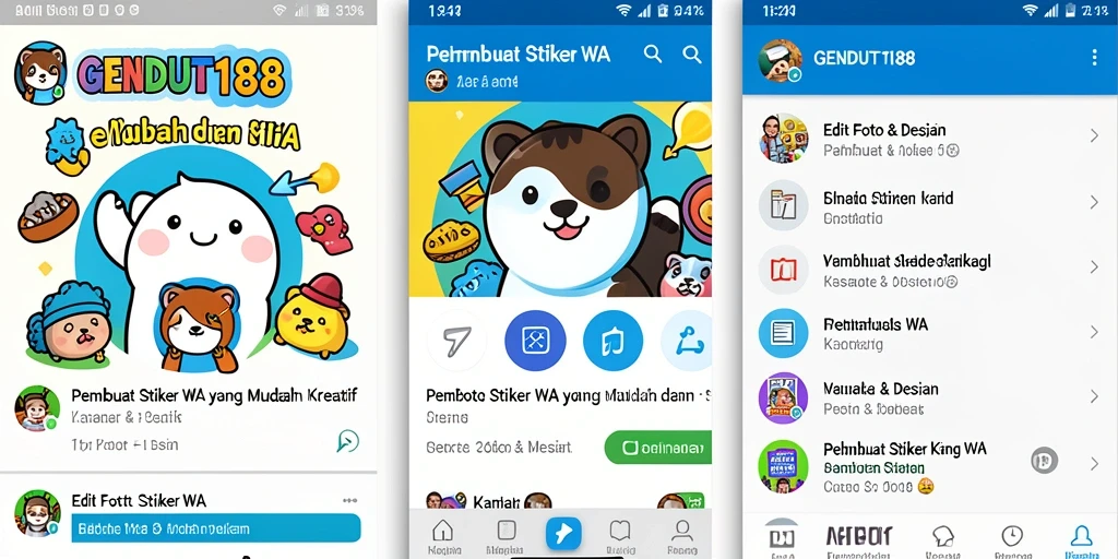 Antarmuka pengguna GENDUT188 untuk membuat stiker WA yang kreatif.