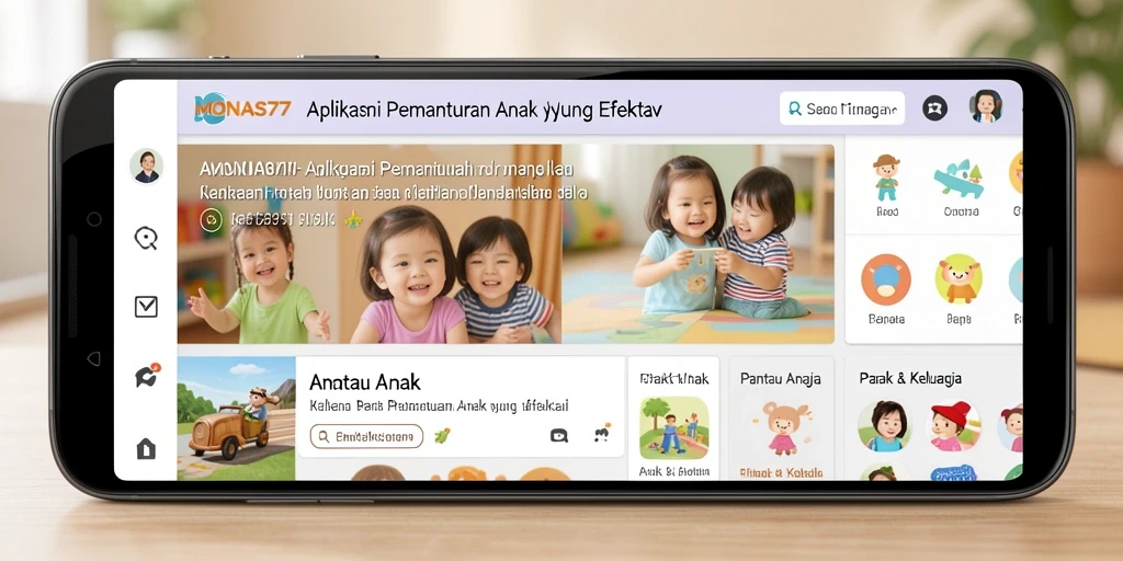 Tampilan antarmuka utama aplikasi MONAS77 untuk pemantauan anak.