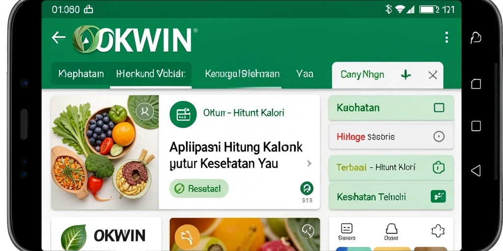 Antarmuka aplikasi OKWIN yang jelas dan fungsional untuk menghitung kalori.