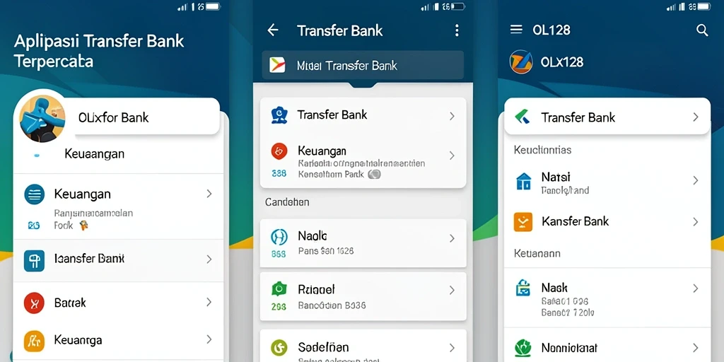 Antarmuka aplikasi OLX128 yang sederhana dan fungsional untuk Transfer Bank.