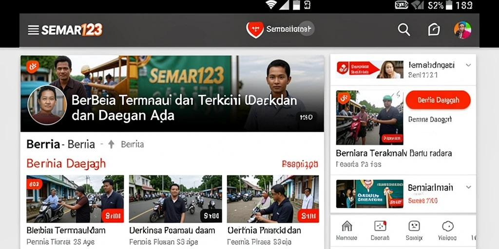 Antarmuka aplikasi SEMAR123 yang menampilkan berita daerah terbaru.
