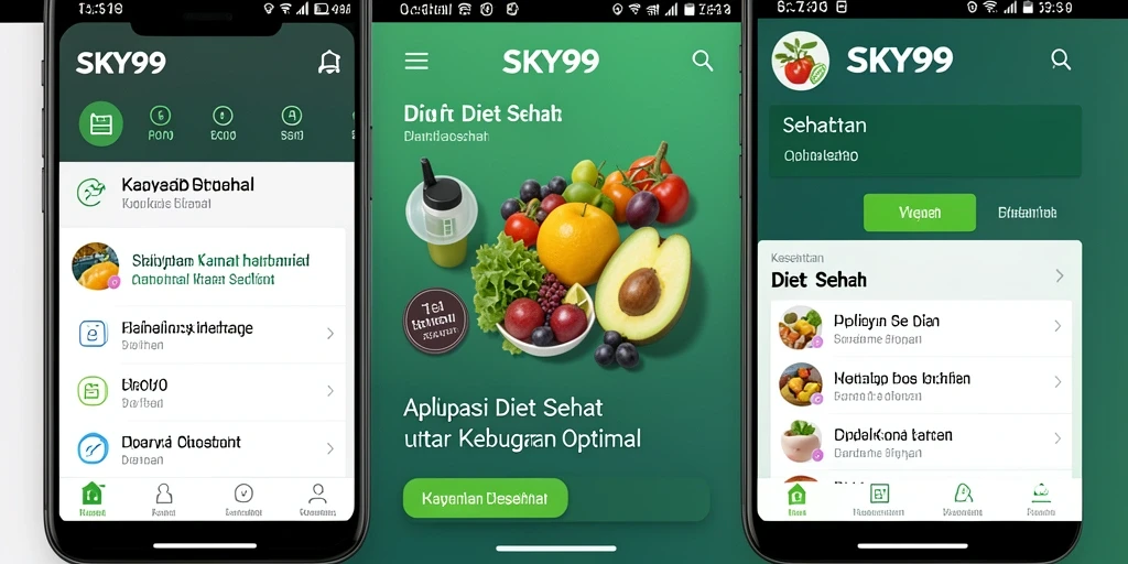 Tampilan antarmuka pengguna SKY99 menampilkan pelacakan diet yang sederhana dan efektif.